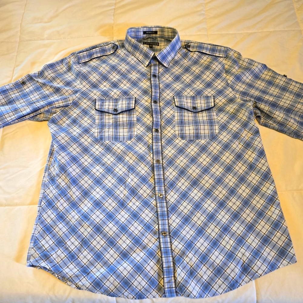 Blue Plaid Men's Express Shirt